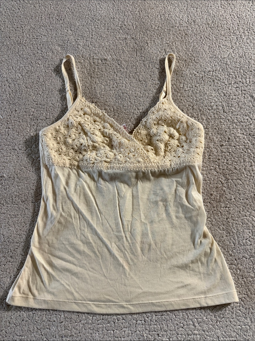 BONGO Y2K Cream Crochet Lace Cami Tank Top Large New